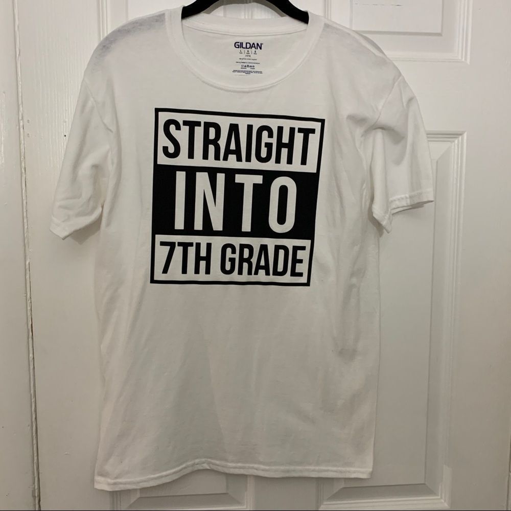14/16 unisex youth straight into 7th grade tee